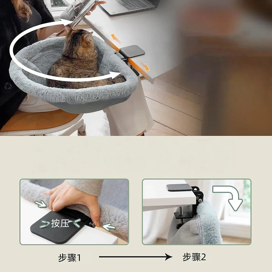 Folding Semi-Circular Cat Desk Hammock